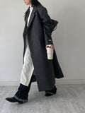 [wool80%/unisex] Sherbet Unbalance Hidden Overfit Long Coat