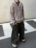 Daily Wool Twist Knit Zip-Up