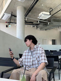 Connie Wrinkle Check Half Shirt