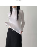 Tencel Cutting See-Through Neck Polar T-shirt