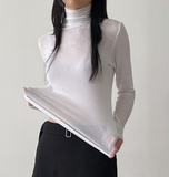 Tencel Cutting See-Through Neck Polar T-shirt