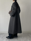 [wool80%/unisex] Sherbet Unbalance Hidden Overfit Long Coat