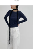 Ribbed Bamboo Boat Neck Knit T-shirt