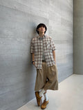 Connie Wrinkle Check Half Shirt