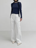 Ribbed Bamboo Boat Neck Knit T-shirt