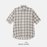 Connie Wrinkle Check Half Shirt
