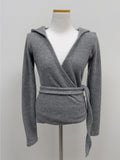 Fleece Hood Neck Wrap Cardigan
