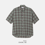 Connie Wrinkle Check Half Shirt