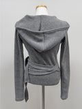 Fleece Hood Neck Wrap Cardigan