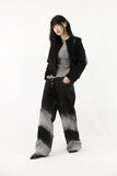 Angle color matching denim pants