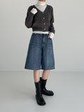 525 Cat Washing Bermuda Wide Denim