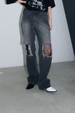 damaged washing denim