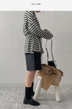 Striped Frill Overfit Sweatshirt