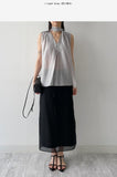 [Scarf SET] Sica V-Neck Sleeveless Blouse