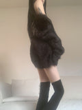 Katsumi Loose-Fit Fur Cardigan