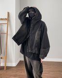 Older High Neck Hood Denim Jacket