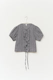 (W) Mote Check Shirring Blouse