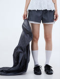 PRTN) Sheer Lace Banding Shorts