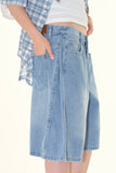 Side fold bermuda denim pants