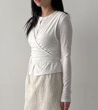 [Brushed Lining] Poe Wrap Bustier T-Shirt