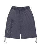 WASHED CUT OFF APPLIQUE SWEAT SHORTS