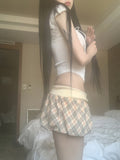 Chechena Beige Check Skirt