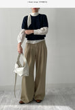 Fortune Pintuck Wide Denim Pants