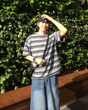 Ash Pigment Stripe Short Sleeve T-shirt