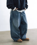 Washed Denim Balloon Pants
