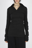Slim long collar T-shirt