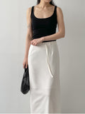Lara Tweed Belted H-Line Long Skirt