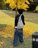 Length balloon denim jeans