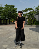 Leewoo denim bermuda pants
