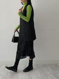 Velour layered pleated skirt