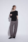 unbalance neck knit top