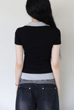 Heli color matching collar short sleeve tee
