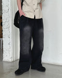 Pin-Tuck Balloon Denim Pants