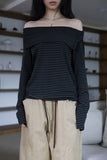 Stripe Shoulder Open Tee
