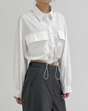 Two Pocket String Crop Shirt