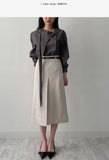 [Belt set] Bella pleated A-line long skirt