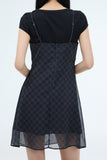 PRTN) Check Frill Bustier Short One Piece