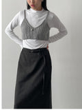 [Setup Available/Three-Piece] Mog Wool Belted Long Skirt