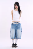 Wavy carpenter bermuda denim pants