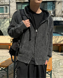 Here washing hood knit zip-up