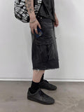 Undercutting Cargo Black Half Denim