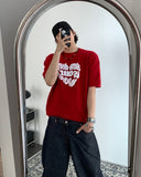 Heart Lettering Short Sleeve Knit