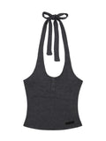 LONG TIE HALTER TOP