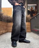 Stone wide denim pants