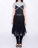 Sly diagonal frill midi skirt