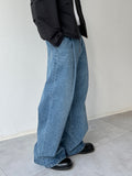 Deep Tuck Wide Blue Denim